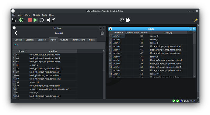 LocoNet input list